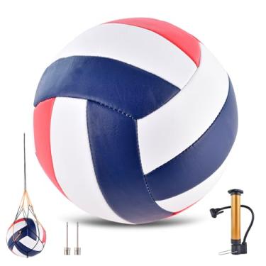 Imagem de ELKCIP Bolas de vôlei oficiais tamanho 5, bolas de vôlei recreativas macias com bomba e bolsa de rede para uso interno e externo, praia, piscina, água, areia, jogo, treinamento, presente para mulheres
