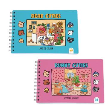 Imagem de Kit 2 Livro De Colorir Cuties 128 Páginas Bear E Bunny