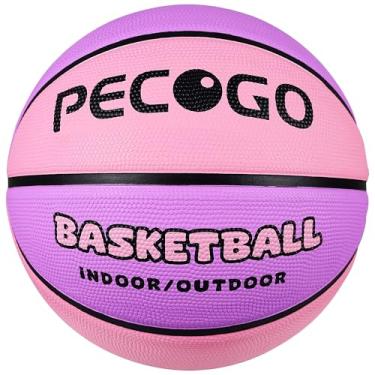 Imagem de PECOGO Basquete de borracha tamanho 6 72,4 cm para jogos internos e externos, academia, treinamento, competição, esportes, bolas de basquete, presente oficial para crianças, meninas, jovens e adultos,