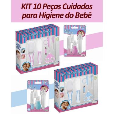 Imagem de Kit Higiene Kit Cuidados do Bebê 10 Peças Tesoura Cortador Lixa de Unha Pente e Escova