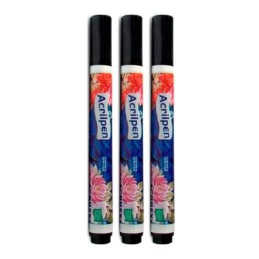 Imagem de Caneta Para Tecido Acrilpen 3 Unidade - Acrilex - Pintura Permanente e Personalização É Ideal Para Personalizar E Detalhar Seus Projetos De Tecido Com Precisão E Durabilidade (520 Preto)