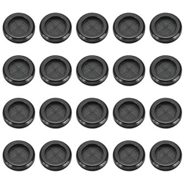 Imagem de PATIKIL Ilhós de borracha 11/40.6 cm, 20 peças de cabos redondos de dois lados, ilhós, capas flexíveis para mesa, escritório, casa, mesa, bancada, preto