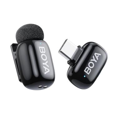 Imagem de BOYA Mini microfones sem fio para iPhone 15-16/Android/PC com plugue USB-C, cancelamento de ruído AI de 3 níveis, trocador de voz, bateria de 100 metros 6h para gravação de vídeo, podcast, entrevista