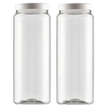 Imagem de Kit 02 Pote Plástico Cristal Com Tampa Mantimento Macarrão