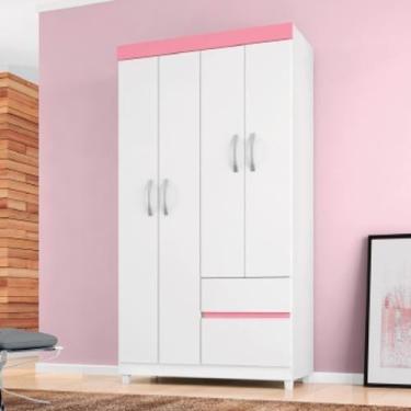 Imagem de Roupeiro Demobile Lotus 04 Pts E 02 Gvt - 42060 - Demóbile, Branco e R