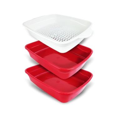Imagem de Caixa de areia - Banheiro inteligente para gatos com duas bandejas. (Vermelho)