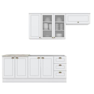 Imagem de Cozinha Modulada Americana 4 Peças com Balcão 120cm sem Tampo - Móveis Henn