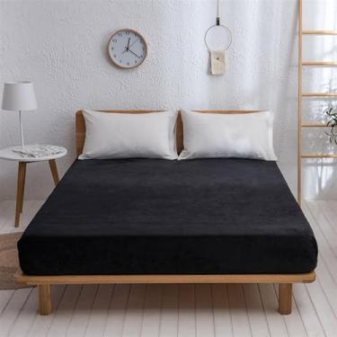 Imagem de 1 lençol de flanela luxuoso, supermacio, confortável, confortável, com bolso profundo para colchão (A, Queen)