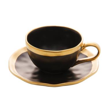 Imagem de Xícara De Café De Porcelana Preto E Dourado Dubai 90Ml