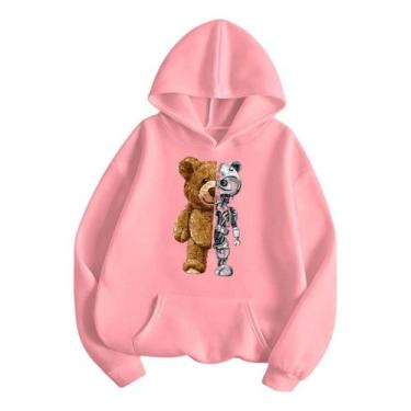 Imagem de Moletom Feminino Urso Robo Inverno Capuz Macio Flanelado - Core Base, 