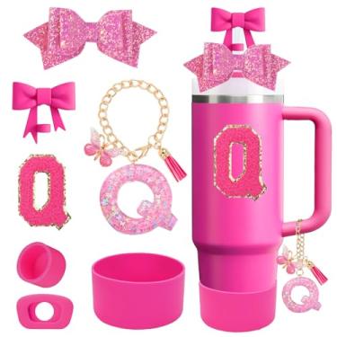 Imagem de QUNNDY Conjunto de acessórios para copo Stanley Cup 850.5 g 1,134.0 g copo com alça, incluindo tampa de cobertura de palha de laço, decoração de arco de palha, bota, tampa à prova de derramamento