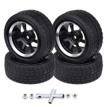 Imagem de Hobbyfire Preglued OD 2.64" Aluminum Metal 12mm Hex Wheels and Tires for 1/10 On Road Racing Car Drift Compatible with Traxxas Tamiya HPI Redcat HSP, Set of 4 (Color D)
