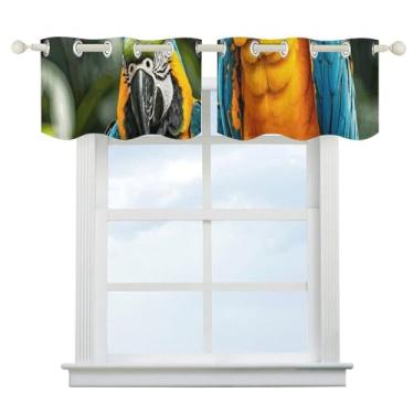 Imagem de Cortina blackout de dois papagaios, cortinas de janela curta, escurecimento de quarto, isolamento térmico, para cozinha, sala de jantar, quarto, 2 painéis 132 x 46 cm