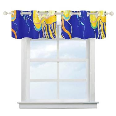 Imagem de Cortina blackout de água-viva para escurecimento de quarto, cortinas de janela curtas, isolamento térmico, para cozinha, sala de jantar, quarto, 2 painéis 132 x 46 cm