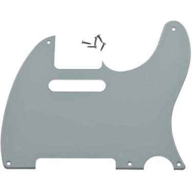 Imagem de Dopro Placa de arranhão para guitarra Tele vintage de 5 furos para telecaster FD dos EUA/Mexicano branco 1 camada