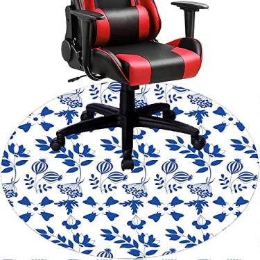 Imagem de Tapete de cadeira de escritório com flores, textura de flor, tapete de cadeira de mesa para piso de madeira de escritório em casa, protetor de piso de pilha baixa, redondo de 91 cm