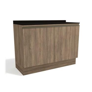 Imagem de Gabinete p/ Pia Cozinha Balcão c/ Tampo Maxxi G745 c/ 2 Portas 120cm Nogal/Preto - Kappesberg