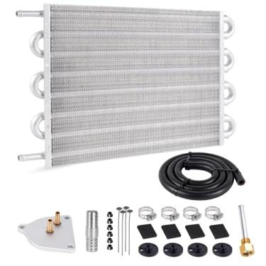 Imagem de BARTOO Kit de Resfriador de Óleo de Transmissão Universal de 5/16", Tubo de Passagem de Liga de Alumínio de 8 e Kit de Resfriador de Óleo de Aleta (Prata)