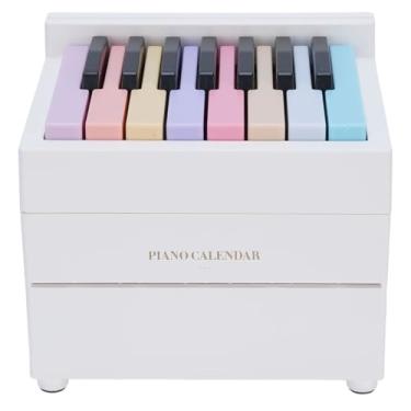Imagem de RiToEasysports Calendário de Mesa de Piano Calendário 2025 de Música Tocável Com Mini Piano Eletrônico para Mesa de Escritório e Decoração (Branco)