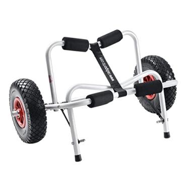 Imagem de Carrinho de caiaque com pneus sem ar – Capacidade de 63 kg para transporte de caiaque, paddle, SUP, canoa – Moldura de alumínio da RAD Sportz (Branco)