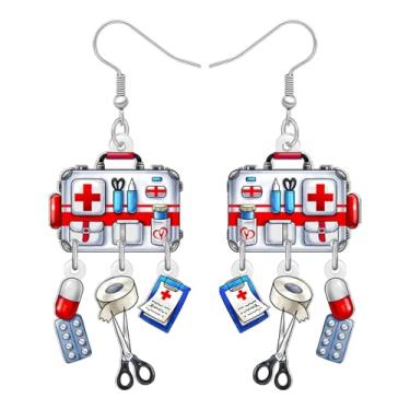 Imagem de BAMAY Kit de bolsa médica engraçada de acrílico para o dia dos enfermeiros brincos tesouras pílulas penduradas presentes de agradecimento de enfermeira para mulheres assistentes médicas de enfermagem