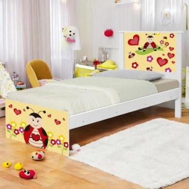 Imagem de Cama Solteiro com Cabeceira Adesivada Joaninha - Kids Mobili