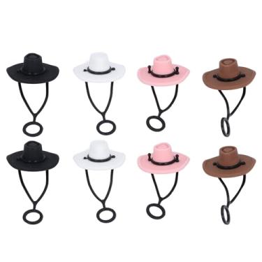 Imagem de TOPINCN Capa de Cowboy Chapéu de Palha de Ponta, Tampa de Tampa de Palha Fofa Reutilizável à Prova de Vazamentos, Tampa do Protetor de Silicone Universal, Ampla Compatibilidade Adequada (8PCS)