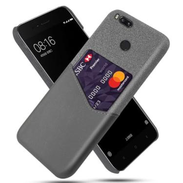 Imagem de Capa para Xiaomi Mi A1,Tela e tampa de couro PU,Antideslizante,360°cobertura completa à prova de choque com 1 slot de cartão atrás,Prevenção de queda-Gray
