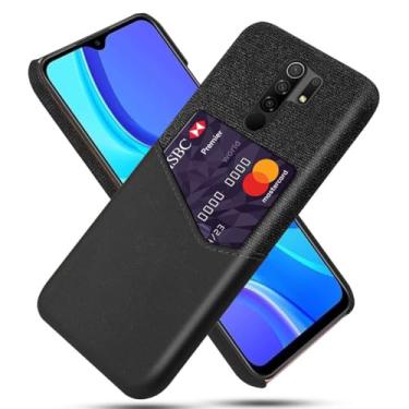 Imagem de Capa para Xiaomi Redmi 9,Tela e tampa de couro PU,Antideslizante,360°cobertura completa à prova de choque com 1 slot de cartão atrás,Prevenção de queda-Black