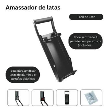 Imagem de Amassador Compactador de Latas Latinhas e Garrafas Smash em Alumínio R