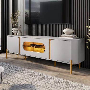 Imagem de Rack para TV Até 75 Polegadas Evans 4 Portas com Vidro e Led Off White