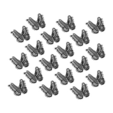 Imagem de PATIKIL 20 peças de enfeites de borboleta, 5 cm de renda de camada dupla de organza com apliques costurados em apliques para casamento, vestido de noiva, roupas, chapéu, cortina, preto