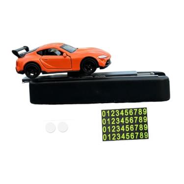 Imagem de YIJU Acessórios automotivos modelo de carro 1/64 com placa de estacionamento temporária, decoração universal e dinâmica para console central, Laranja
