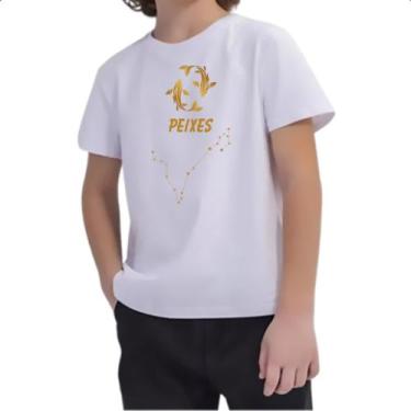 Imagem de Camiseta Infantil Signo Peixes Constelacao Dourada - Alearts, 12