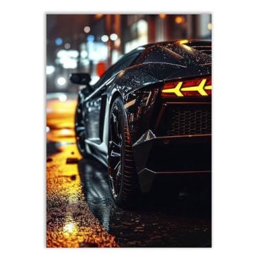 Imagem de Placa Decorativa Carro Esportivo Preto Lanterna