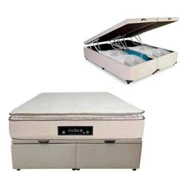Imagem de Baú + Colchão Queen Molas Ensacadas Cloud 32cm Alt (Sued Cinza)