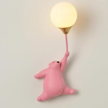 Imagem de Luz De Parede De Urso De Desenho Animado Balão Lâmpada De Parede Para Quarto Infantil Luminária De Parede De Montagem Na Parede De Fadas G9 Arandelas Com Fio Para Meninas Menin, Blue, right