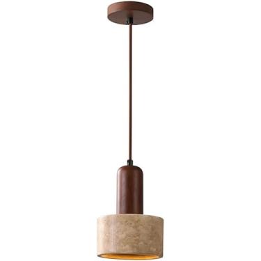Imagem de Luz Pendt De Mármore Amarelo, Luzes De Travertino De 1 Cabeça, Lustres De Loft Industrial Retrô, Iluminação Decorativa De Cabeceira De Madeira Lâmpada De Suspensão