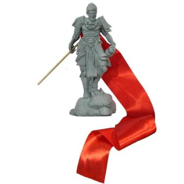 Imagem de livelyfish Estátua de rei macaco de aquário em pé com sol Wukong estatueta decorativa de arenito para decoração de jardim de aquário (G)