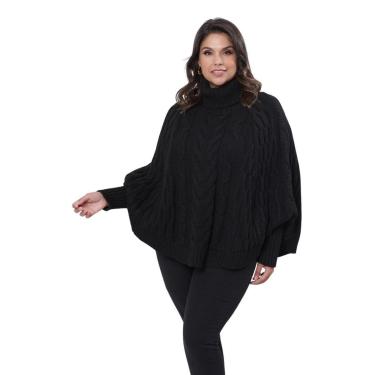 Imagem de Poncho Capa Pelerine Xale Feminino de Tricot Grosso Elegante Inverno TR8640 Cor:;Tamanho:M-Feminino