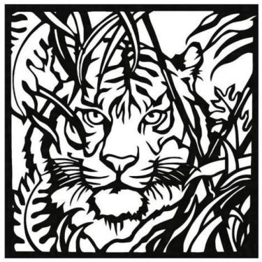 Imagem de Quadro Decorativo Preto Mdf Tigre Selvagem 40X20Cm