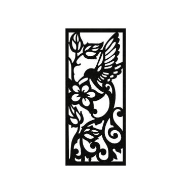 Imagem de Quadro Decorativo Preto Mdf Beija-Flor Tribal 40X20Cm