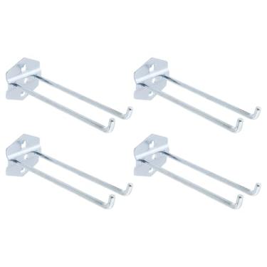 Imagem de Rannb Ganchos de Pegboard Ganchos de metal resistente de aço de 9,5 cm para quadros espaçados de 2,8 cm, ganchos de parede de braço duplo para organizar ferramentas em casa ou garagem, 15 cm de