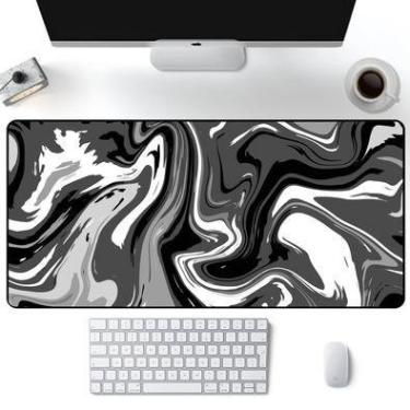 Imagem de Mouse Pad Gamer Speed, Abstract Premium, Extra Grande, 100x50CM, Preto e Branco