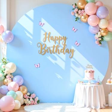 Imagem de Capa de fundo azul bebê redonda 2,5 m azul círculo arco capa de fundo chá de bebê festa de aniversário balão foto de casamento círculo redondo capa de tecido elastano