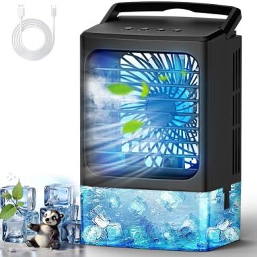 Imagem de Condicionadores de Ar Portáteis, Ar Condicionado Pequeno Atualizado Refrigerador de Ar Pessoal Mini Refrigerador Evaporativo 3 Velocidade do Vento Portátil Pequeno AC com 7 Luzes Noturnas para Sala