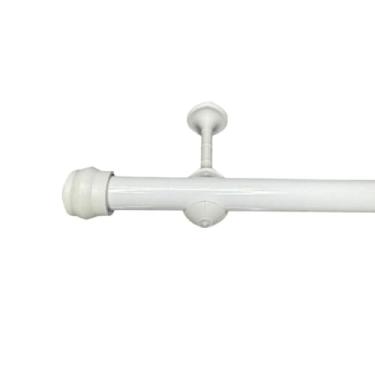 Imagem de Kit Varão de cortina Simples de Aço 2,40 metros 19mm, Bastão Varal de cortina Ferro(Branco)