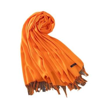 Imagem de Xale de Caxemira Longo Feminino - Cor Sólida, Hijab, Pashmina com Borl