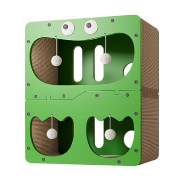 Imagem de MotiveTech Casa de papelão para gatos, brinquedoteca multiuso com 2 camadas, resistente ao desgaste, arranhador, para pequenos animais, suprimentos para animais