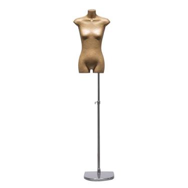Imagem de Modelo de varejo de corpo feminino com base semicircular, torso de papel kraft com altura ajustável de 66-90"(Without arms)